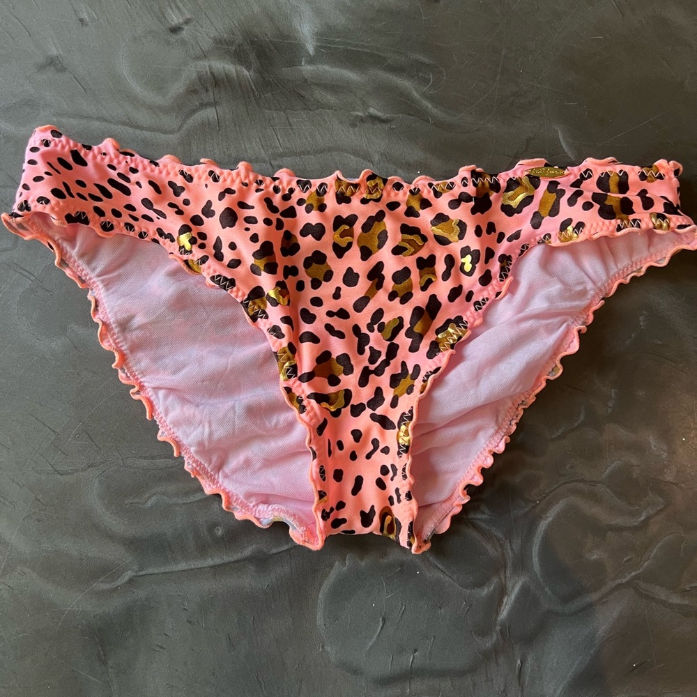 Luli Fama coral & gold Leopard bikini bottoms